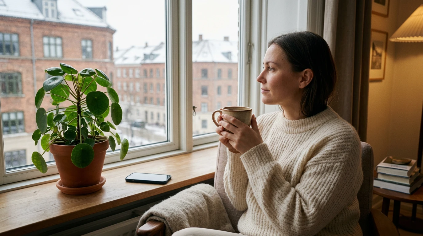 Ansvarligt spil - person tager pause fra betting med en kop kaffe