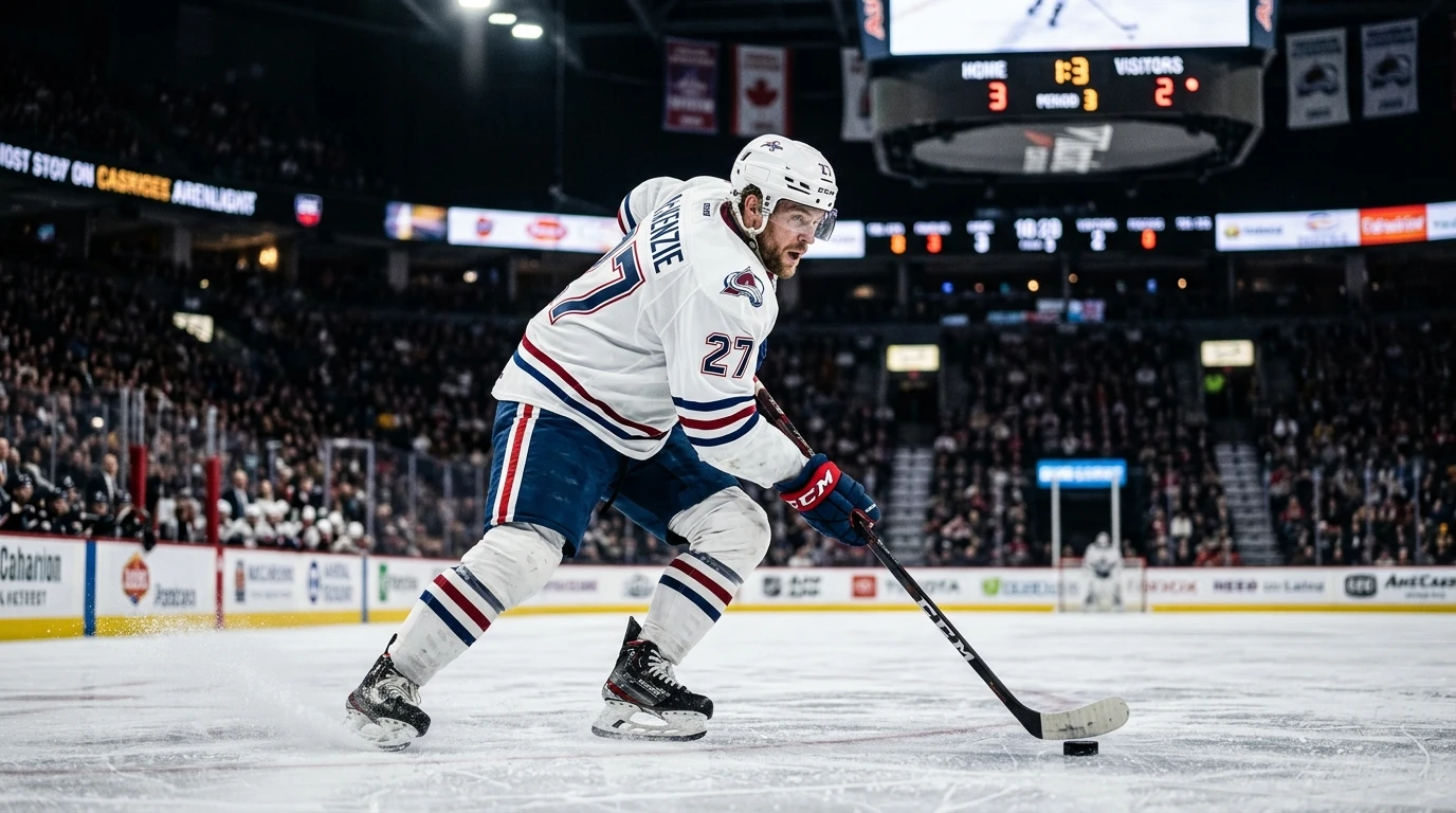 Ishockey spiller med statistik overlay der viser individuelle præstation metrics