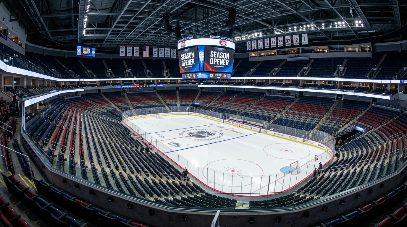 NHL arena klar til sæsonstart med isen nylagt og arenaen oplyst