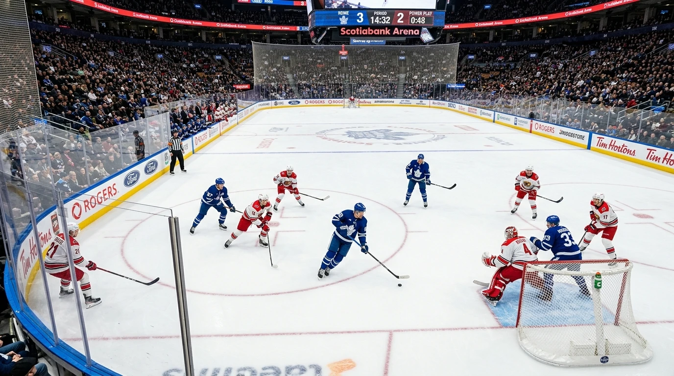 Ishockey powerplay situation med fem mod fire spillere på isen